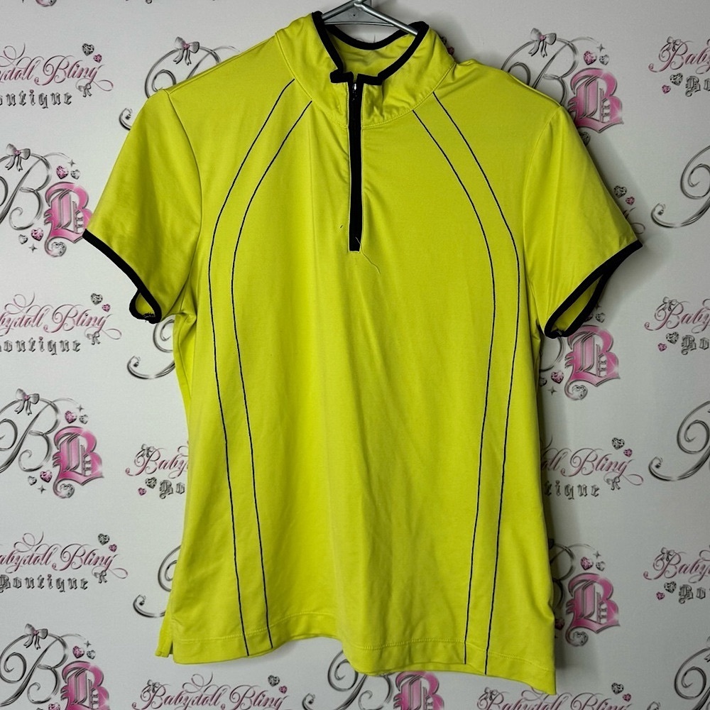EP Pro Tour Tech Neon Yellow Top zip up half neon yellow green black stripes